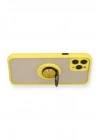 Mey İthalat®  iPhone 11 Pro Kılıf Montreal Yüzüklü Silikon Kapak - Sarı