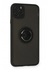 Mey İthalat®  iPhone 11 Pro Kılıf Montreal Yüzüklü Silikon Kapak - Siyah