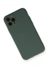 Mey İthalat®  iPhone 11 Pro Kılıf Nano içi Kadife Silikon - Koyu Yeşil