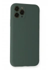 Mey İthalat®  iPhone 11 Pro Kılıf Nano içi Kadife Silikon - Koyu Yeşil