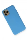Mey İthalat®  iPhone 11 Pro Kılıf Nano içi Kadife Silikon - Mavi