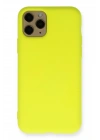 Mey İthalat®  iPhone 11 Pro Kılıf Nano içi Kadife Silikon - Sarı