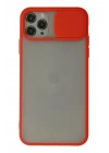 Mey İthalat®  iPhone 11 Pro Kılıf Palm Buzlu Kamera Sürgülü Silikon - Kırmızı