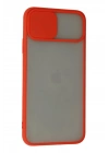 Mey İthalat®  iPhone 11 Pro Kılıf Palm Buzlu Kamera Sürgülü Silikon - Kırmızı