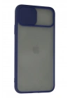 Mey İthalat®  iPhone 11 Pro Kılıf Palm Buzlu Kamera Sürgülü Silikon - Lacivert