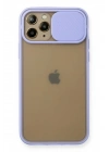 Mey İthalat®  iPhone 11 Pro Kılıf Palm Buzlu Kamera Sürgülü Silikon - Lila