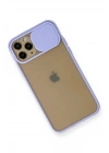 Mey İthalat®  iPhone 11 Pro Kılıf Palm Buzlu Kamera Sürgülü Silikon - Lila
