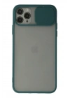 Mey İthalat®  iPhone 11 Pro Kılıf Palm Buzlu Kamera Sürgülü Silikon - Yeşil