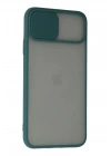 Mey İthalat®  iPhone 11 Pro Kılıf Palm Buzlu Kamera Sürgülü Silikon - Yeşil