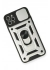 Mey İthalat®  iPhone 11 Pro Kılıf Pars Lens Yüzüklü Silikon - Gümüş