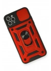 Mey İthalat®  iPhone 11 Pro Kılıf Pars Lens Yüzüklü Silikon - Kırmızı