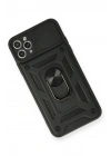 Mey İthalat®  iPhone 11 Pro Kılıf Pars Lens Yüzüklü Silikon - Siyah