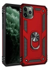 Mey İthalat®  iPhone 11 Pro Kılıf Sofya Yüzüklü Silikon Kapak - Kırmızı