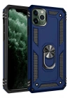 Mey İthalat®  iPhone 11 Pro Kılıf Sofya Yüzüklü Silikon Kapak - Lacivert