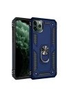 Mey İthalat®  iPhone 11 Pro Kılıf Sofya Yüzüklü Silikon Kapak - Lacivert