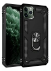Mey İthalat®  iPhone 11 Pro Kılıf Sofya Yüzüklü Silikon Kapak - Siyah