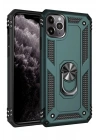 Mey İthalat®  iPhone 11 Pro Kılıf Sofya Yüzüklü Silikon Kapak - Yeşil