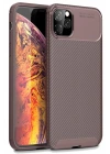 Mey İthalat®  iPhone 11 Pro Max Kılıf Auto Focus Karbon Kapak - Kahverengi
