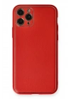 Mey İthalat®  iPhone 11 Pro Max Kılıf Coco Deri Silikon Kapak - Kırmızı