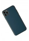 Mey İthalat®  iPhone 11 Pro Max Kılıf Coco Deri Silikon Kapak - Mavi