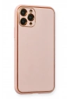 Mey İthalat®  iPhone 11 Pro Max Kılıf Coco Deri Silikon Kapak - Pembe