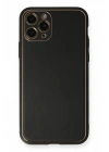 Mey İthalat®  iPhone 11 Pro Max Kılıf Coco Deri Silikon Kapak - Siyah