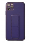Mey İthalat®  iPhone 11 Pro Max Kılıf Coco Deri Standlı Kapak - Mor