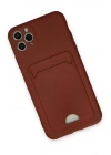 Mey İthalat®   iPhone 11 Pro Max Kılıf Kelvin Kartvizitli Silikon - Bordo