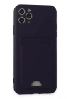 Mey İthalat®   iPhone 11 Pro Max Kılıf Kelvin Kartvizitli Silikon - Derin Mor