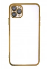 Mey İthalat®  iPhone 11 Pro Max Kılıf  Lensli Silikon - Gold
