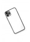 Mey İthalat®  iPhone 11 Pro Max Kılıf  Lensli Silikon - Gümüş