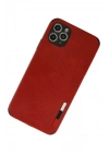 Mey İthalat®  iPhone 11 Pro Max Kılıf Loop Deri Silikon - Kırmızı