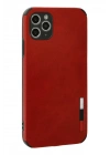 Mey İthalat®  iPhone 11 Pro Max Kılıf Loop Deri Silikon - Kırmızı