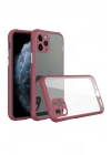 Mey İthalat®  iPhone 11 Pro Max Kılıf Miami Şeffaf Silikon - Fuşya