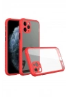 Mey İthalat®  iPhone 11 Pro Max Kılıf Miami Şeffaf Silikon - Kırmızı