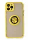 Mey İthalat®  iPhone 11 Pro Max Kılıf Montreal Yüzüklü Silikon Kapak - Sarı