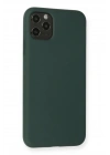 Mey İthalat®  iPhone 11 Pro Max Kılıf Nano içi Kadife Silikon - Koyu Yeşil