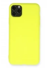 Mey İthalat®  iPhone 11 Pro Max Kılıf Nano içi Kadife Silikon - Sarı