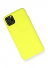 Mey İthalat®  iPhone 11 Pro Max Kılıf Nano içi Kadife Silikon - Sarı