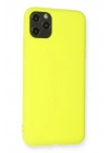 Mey İthalat®  iPhone 11 Pro Max Kılıf Nano içi Kadife Silikon - Sarı