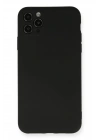 Mey İthalat®  iPhone 11 Pro Max Kılıf Nano içi Kadife Silikon - Siyah