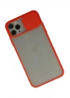 Mey İthalat®  iPhone 11 Pro Max Kılıf Palm Buzlu Kamera Sürgülü Silikon - Kırmızı