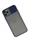 Mey İthalat®  iPhone 11 Pro Max Kılıf Palm Buzlu Kamera Sürgülü Silikon - Lacivert