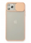 Mey İthalat®  iPhone 11 Pro Max Kılıf Palm Buzlu Kamera Sürgülü Silikon - Pembe