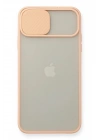 Mey İthalat®  iPhone 11 Pro Max Kılıf Palm Buzlu Kamera Sürgülü Silikon - Pembe