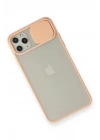 Mey İthalat®  iPhone 11 Pro Max Kılıf Palm Buzlu Kamera Sürgülü Silikon - Pembe