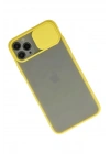 Mey İthalat®  iPhone 11 Pro Max Kılıf Palm Buzlu Kamera Sürgülü Silikon - Sarı