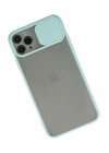 Mey İthalat®  iPhone 11 Pro Max Kılıf Palm Buzlu Kamera Sürgülü Silikon - Turkuaz