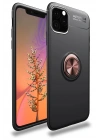 Mey İthalat®  iPhone 11 Pro Max Kılıf Range Yüzüklü Silikon - Siyah-Gold