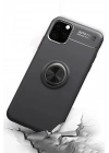 Mey İthalat®  iPhone 11 Pro Max Kılıf Range Yüzüklü Silikon - Siyah-Kırmızı